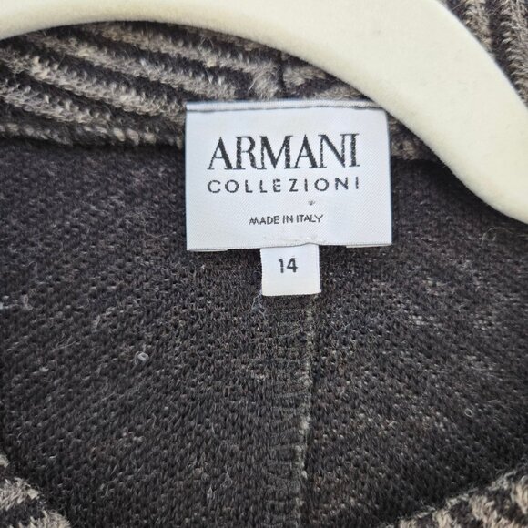 Armani Collezioni Wool Blend Tweed Chevron Blazer Jacket Size 14 - Picture 3 of 5